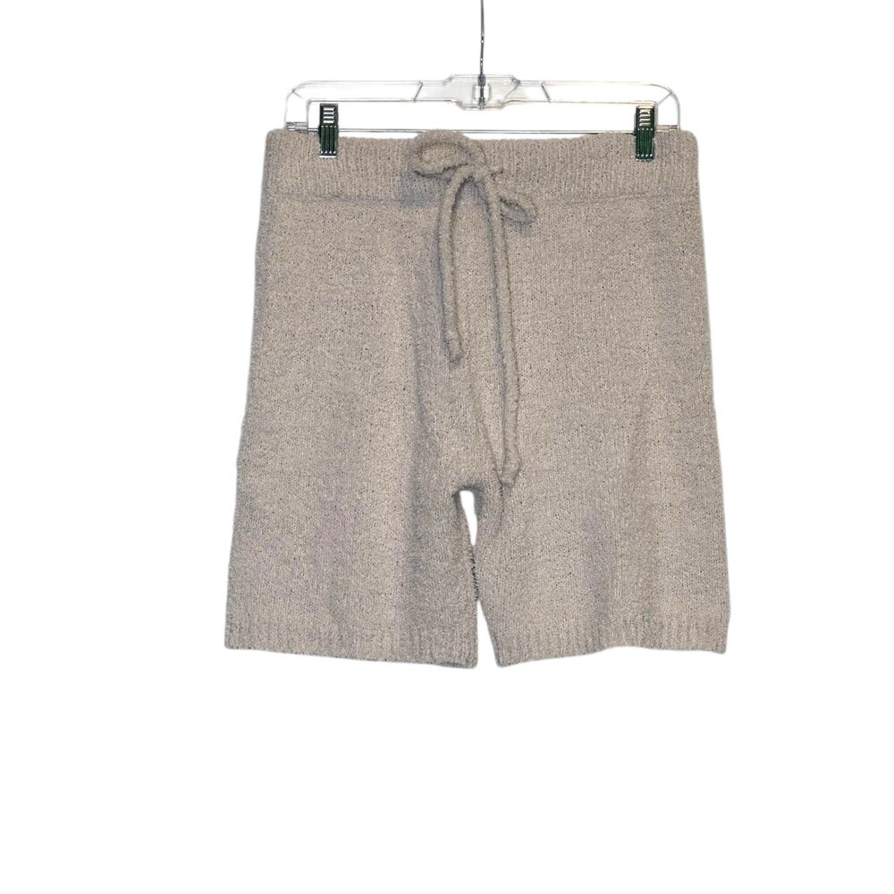 NIA Dove Gray Teddy Sweater High Waist Mid-Length Shorts Large